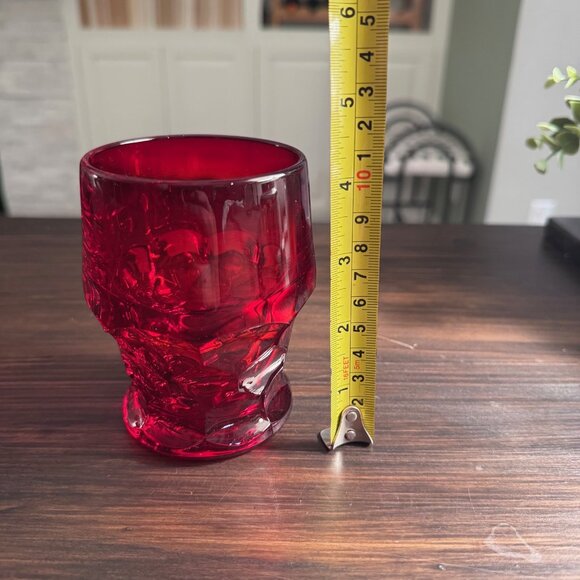 Vintage Viking Glass Ruby Red Honeycomb Georgian Tumbler - Picture 4 of 6